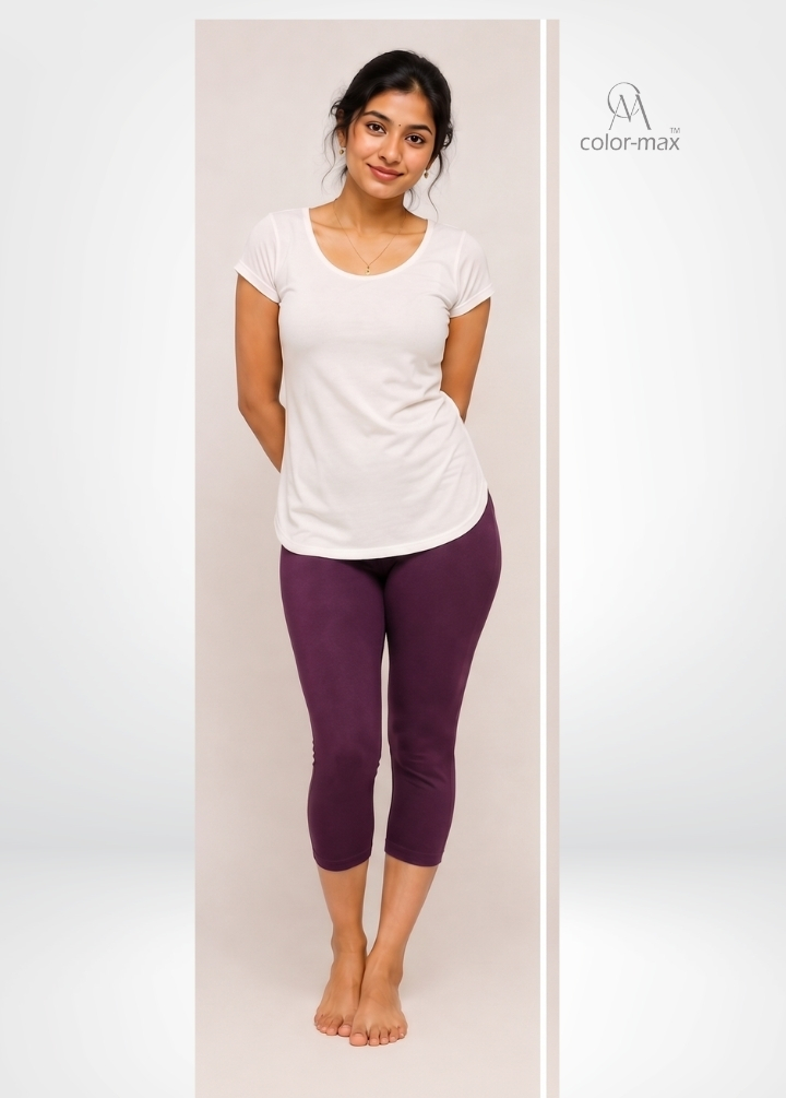 WINE - Premium Cotton Lycra Capri Leggings